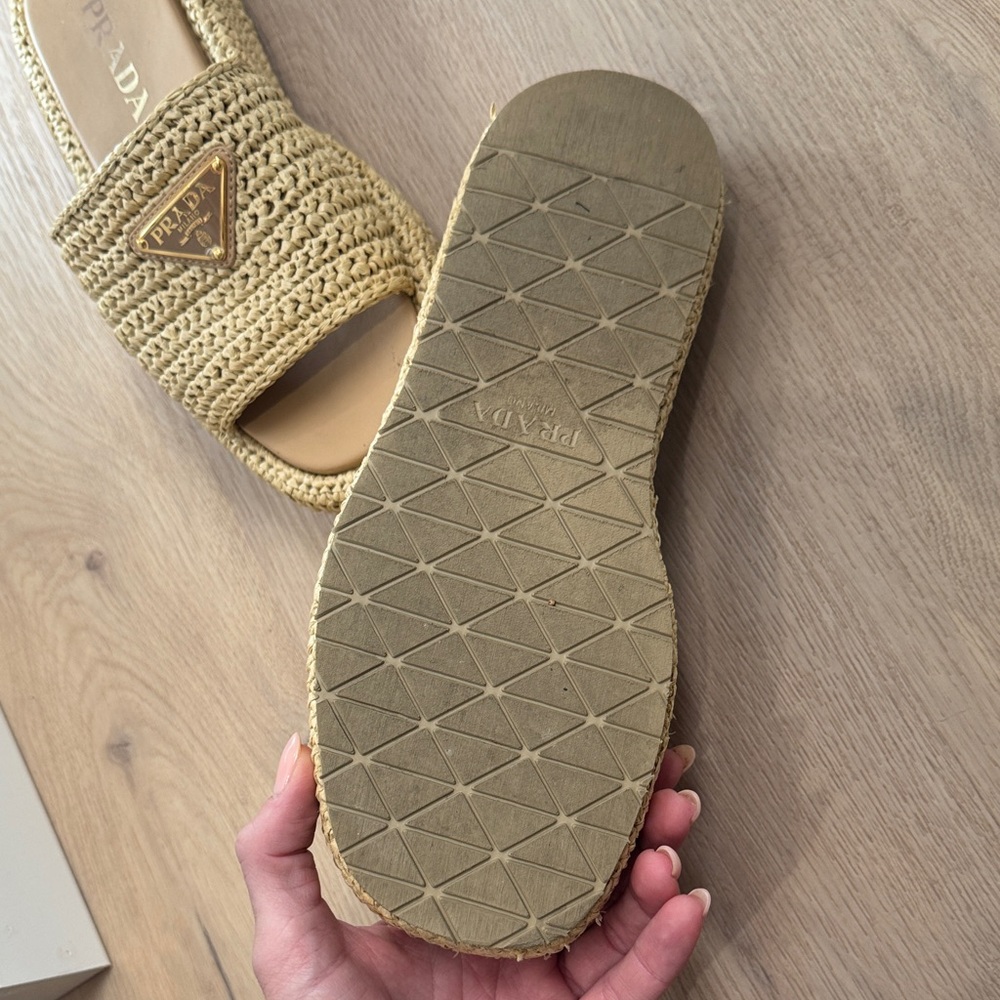 Prada Women's Beige Woven Mules - Picture 3 of 3